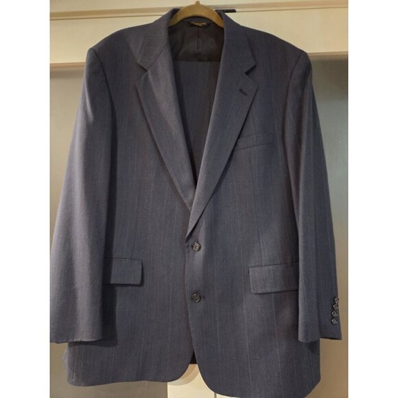 Hunter Haig Other - Vtg Hunter Haig Men’s 2 Piece Wool Suit 48 Navy Subtle Pinstripe Union Made USA